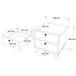 Nord Komodin 2 Çekmeceli Ahşap Ayaklı Sepet-Beyaz ND9-SW