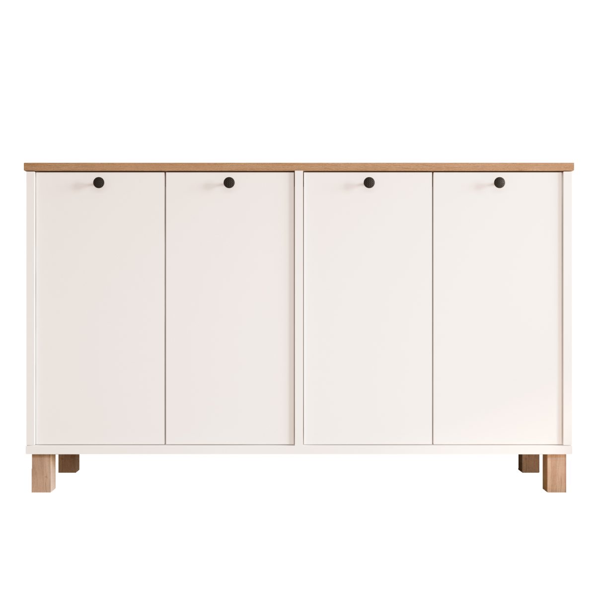 Nord Konsol 4 Kapaklı Ahşap Ayaklı 120cm Sepet-Beyaz ND2-SW