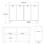 Nord Konsol 4 Kapaklı Ahşap Ayaklı 120cm Sepet-Beyaz ND2-SW