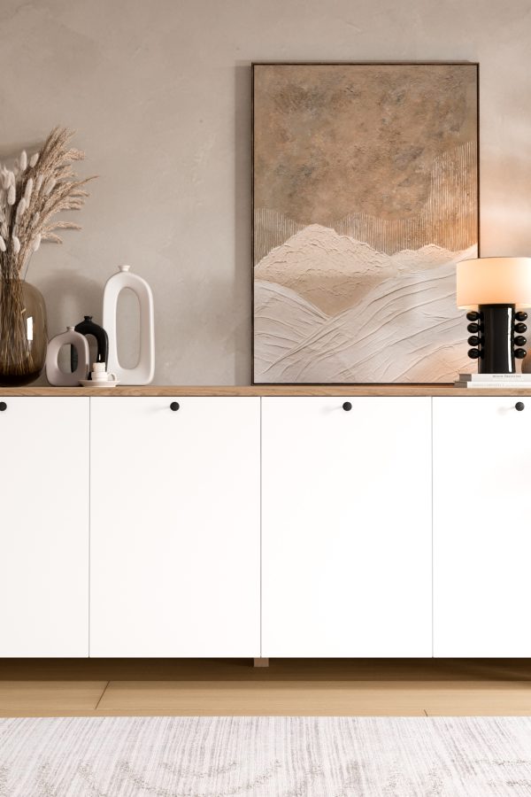 Nord Konsol 4 Kapaklı Ahşap Ayaklı 180cm Sepet-Beyaz ND4-SW