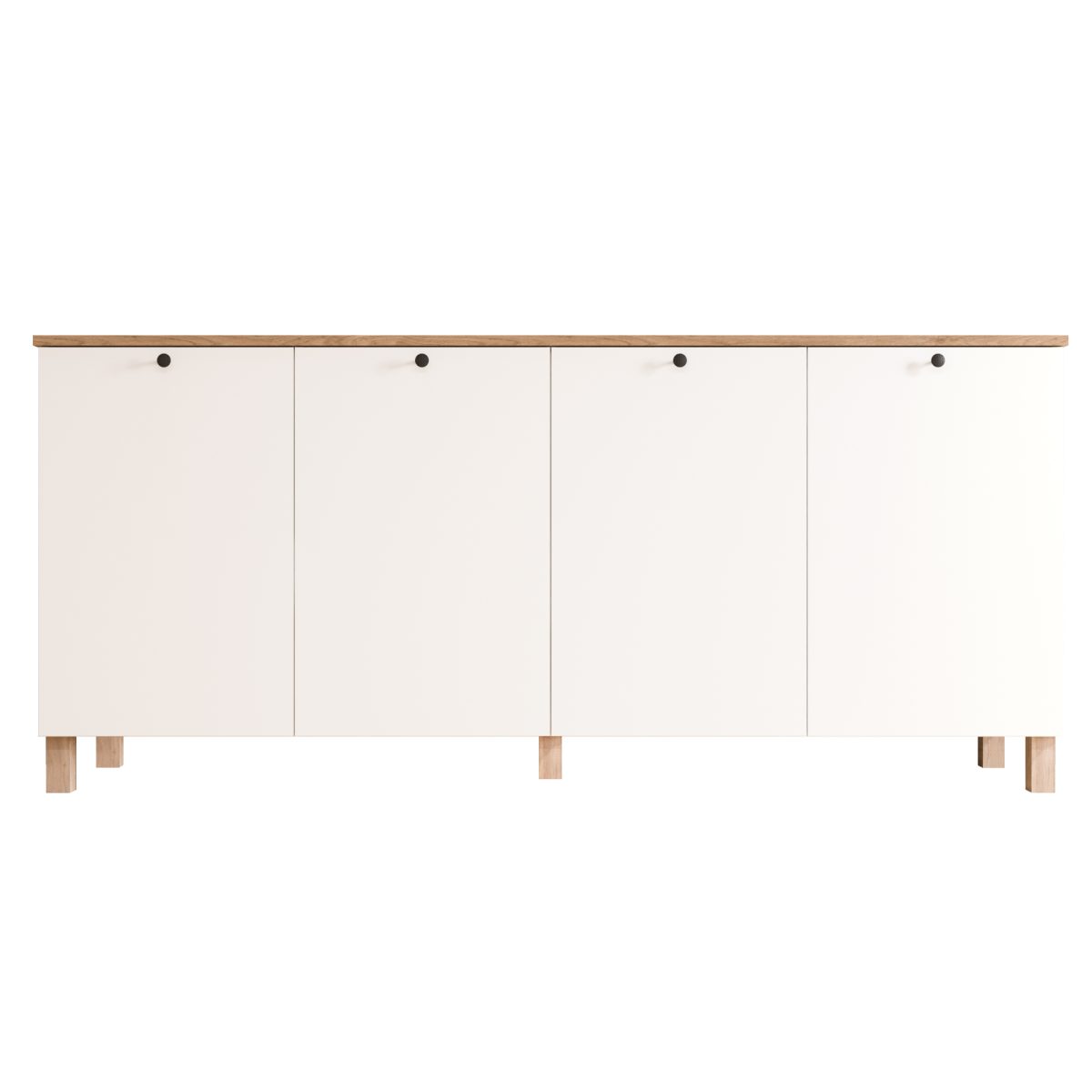 Nord Konsol 4 Kapaklı Ahşap Ayaklı 180cm Sepet-Beyaz ND4-SW