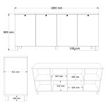 Nord Konsol 4 Kapaklı Ahşap Ayaklı 180cm Sepet-Beyaz ND4-SW
