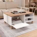 Nord Orta Sehpa Ahşap Ayaklı Kapaklı Sepet-Beyaz ND8-SW