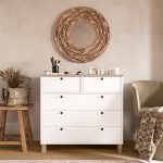 Nord Şifonyer 5 Çekmece Ahşap Ayaklı Sepet-Beyaz ND3-SW