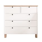 Nord Şifonyer 5 Çekmece Ahşap Ayaklı Sepet-Beyaz ND3-SW