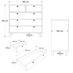 Nord Şifonyer 5 Çekmece Ahşap Ayaklı Sepet-Beyaz ND3-SW