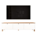 Nord Tv Ünitesi Sehpası 3 Kapaklı Ahşap Ayaklı 180cm Sepet-Beyaz ND6-SW