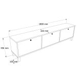 Nord Tv Ünitesi Sehpası 3 Kapaklı Ahşap Ayaklı 180cm Sepet-Beyaz ND6-SW