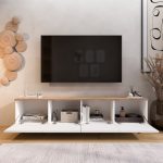 Nord Tv Ünitesi Sehpası 4 Kapaklı Ahşap Ayaklı 180cm Sepet-Beyaz ND7-SW