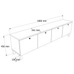 Nord Tv Ünitesi Sehpası 4 Kapaklı Ahşap Ayaklı 180cm Sepet-Beyaz ND7-SW