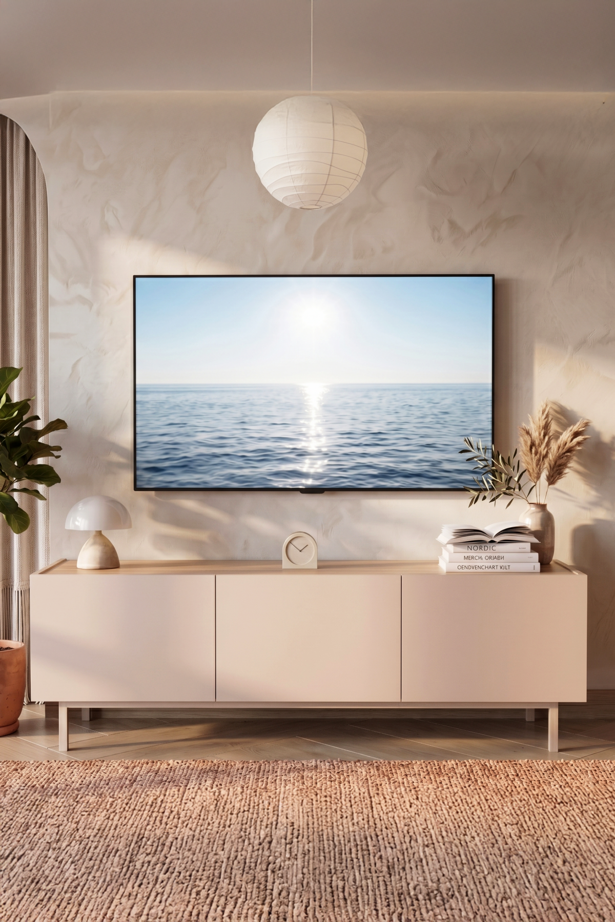Sedra Tv Ünitesi Sehpası 3 Kapaklı Ahşap Ayaklı 150cm Kumsal-Sepet SD3-CS