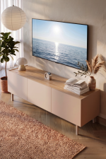 Sedra Tv Ünitesi Sehpası 3 Kapaklı Ahşap Ayaklı 150cm Kumsal-Sepet SD3-CS
