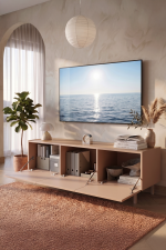 Sedra Tv Ünitesi Sehpası 3 Kapaklı Ahşap Ayaklı 150cm Kumsal-Sepet SD3-CS