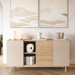 Sedra Konsol 3 Kapaklı Raflı Ahşap Ayaklı 150cm Kumsal-Sepet SD6-CS