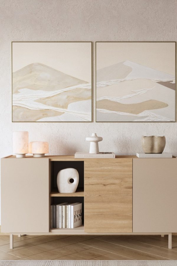 Sedra Konsol 3 Kapaklı Raflı Ahşap Ayaklı 150cm Kumsal-Sepet SD6-CS