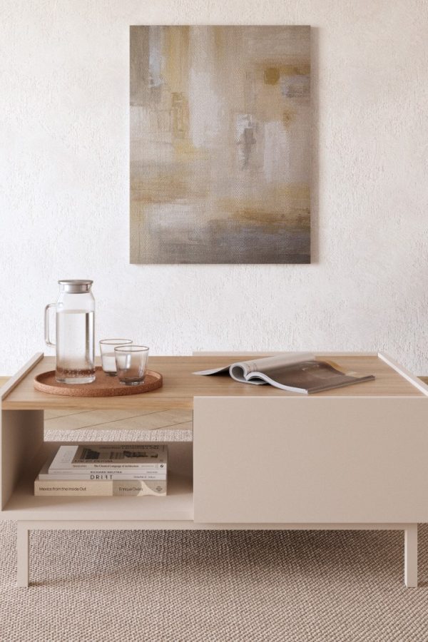 Sedra Orta Sehpa Ahşap Ayaklı Çekmeceli Raflı Kumsal-Sepet SD4-CS