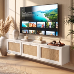 Dune Tv Ünitesi Sehpası Duvara Monte 3 Ahşap Jüt Kapaklı 180cm Beyaz-Jüt DN1-WJ