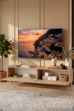 Future Tv Ünitesi Sehpası Ahşap Ayaklı Ahşap Jüt Kapaklı 180cm Sepet-Jüt FR8X-SJ