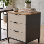 Motto 52x45 cm 3 Çekmeceli Ofis Keson Komodin Metal Ayaklı Sepet-Kumsal-Antrasit MT3-CSA