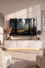Yoda Temperli Cam Kapaklı Neon Led Işıklı Tv Ünitesi Tv Sehpası Vitrin Ahşap Ayaklı Sepet-Beyaz YD14-SW