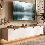 Nord Led Işıklı Tv Ünitesi Sehpası 4 Kapaklı Duvara Monte 180cm Sepet-Beyaz ND19-SW