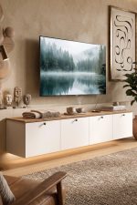 Nord Led Işıklı Tv Ünitesi Sehpası 4 Kapaklı Duvara Monte 180cm Sepet-Beyaz ND19-SW