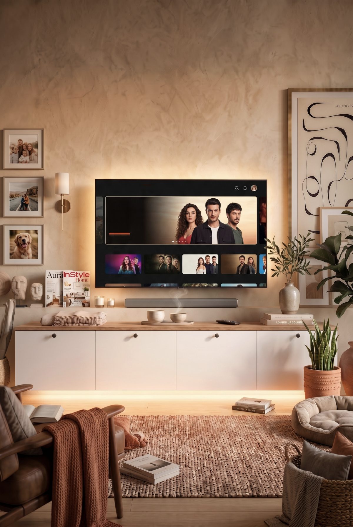 Nord Led Işıklı Tv Ünitesi Sehpası 4 Kapaklı Duvara Monte 180cm Sepet-Beyaz ND19-SW