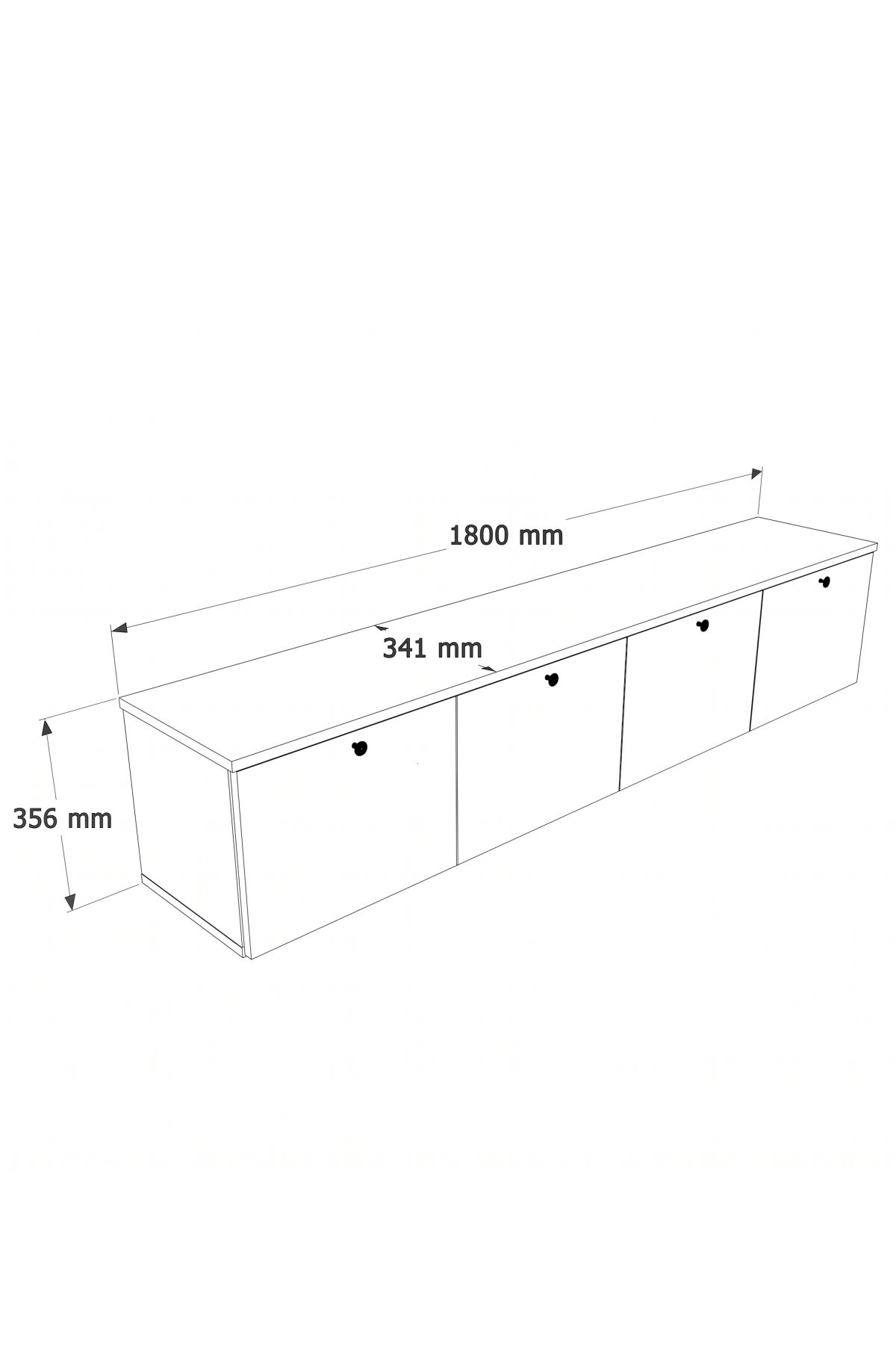 Nord Led Işıklı Tv Ünitesi Sehpası 4 Kapaklı Duvara Monte 180cm Sepet-Beyaz ND19-SW