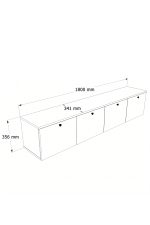 Nord Led Işıklı Tv Ünitesi Sehpası 4 Kapaklı Duvara Monte 180cm Sepet-Beyaz ND19-SW
