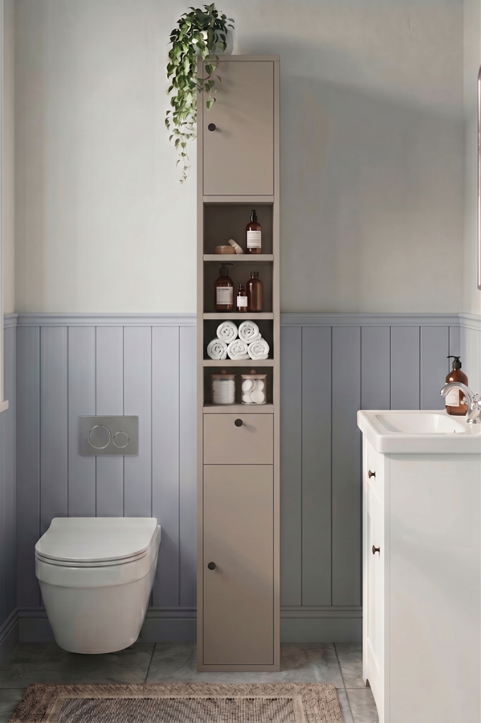 Riva 25X25cm Ekstra Dar Alan Banyo Dolabı Çok Amaçlı Dolap 2 Kapaklı Çekmeceli Raflı Kumsal RV1-CO