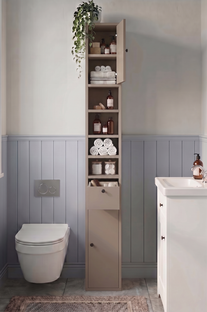 Riva 25X25cm Ekstra Dar Alan Banyo Dolabı Çok Amaçlı Dolap 2 Kapaklı Çekmeceli Raflı Kumsal RV1-CO