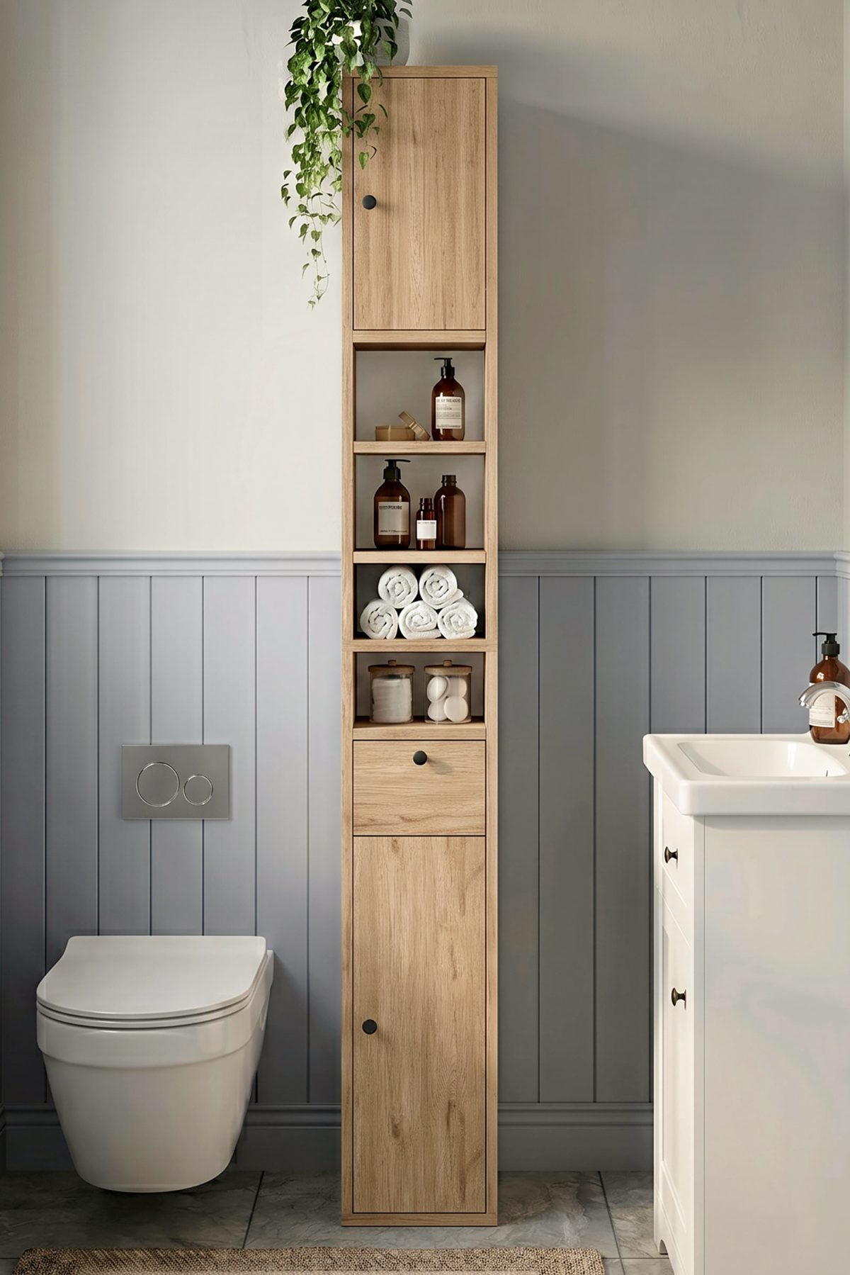 Riva 25X25cm Ekstra Dar Alan Banyo Dolabı Çok Amaçlı Dolap 2 Kapaklı Çekmeceli Raflı Sepet RV1-S Riva 25X25cm Ekstra Dar Alan Banyo Dolabı Çok Amaçlı Dolap 2 Kapaklı Çekmeceli Raflı Sepet RV1-S