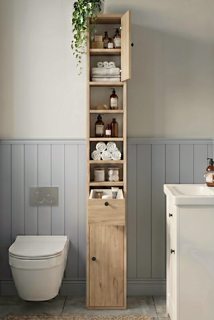 Riva 25X25cm Ekstra Dar Alan Banyo Dolabı Çok Amaçlı Dolap 2 Kapaklı Çekmeceli Raflı Sepet RV1-S