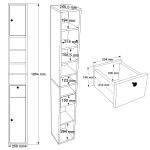 Riva 25X25cm Ekstra Dar Alan Banyo Dolabı Çok Amaçlı Dolap 2 Kapaklı Çekmeceli Raflı Sepet RV1-S