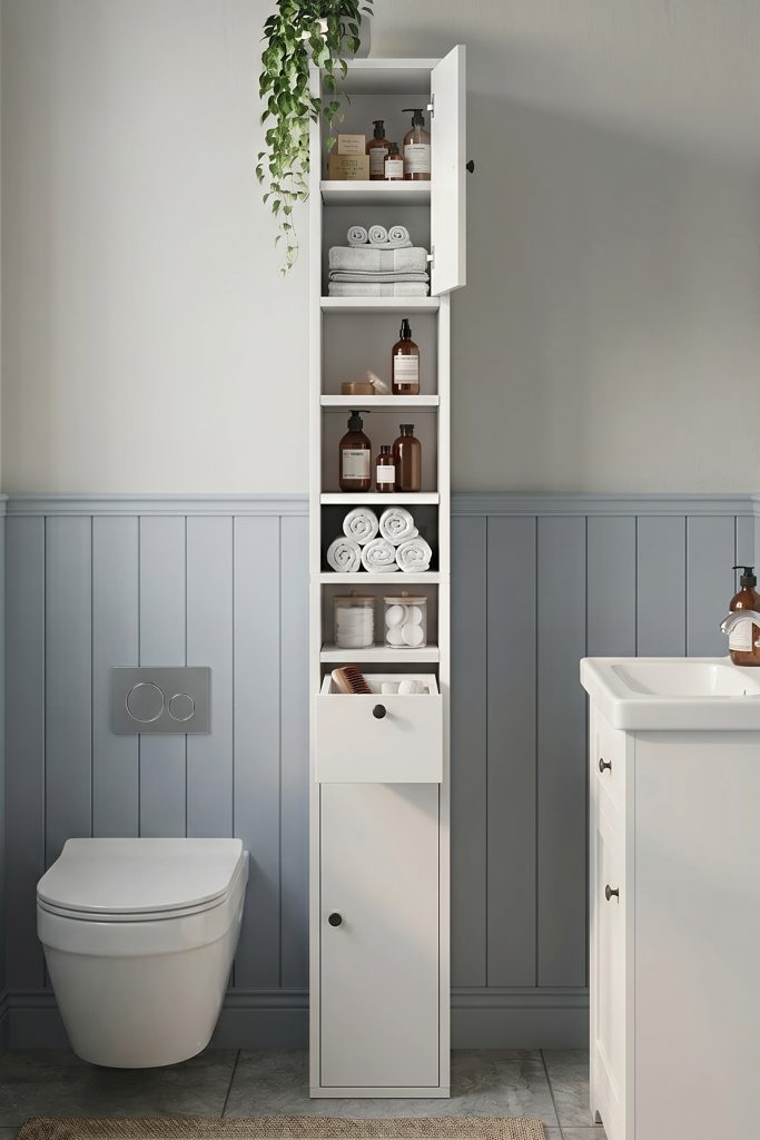Riva 25X25cm Ekstra Dar Alan Banyo Dolabı Çok Amaçlı Dolap 2 Kapaklı Çekmeceli Raflı Sepet RV1-S