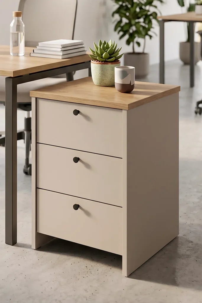 Alva 45x40 cm 3 Çekmeceli Ofis Keson Komodin Sepet-Kumsal AL3-COS