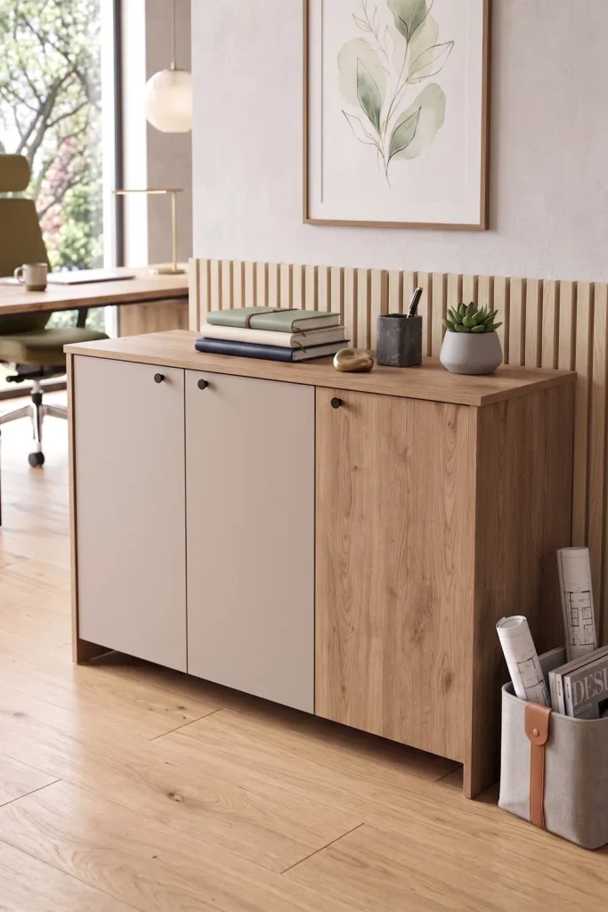 Alva 120x40 cm Ofis Dolabı Klasör Dolabı Konsol Çok Amaçlı Dolap Sepet-Kumsal AL4-COS