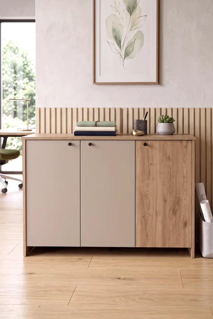 Alva 120x40 cm Ofis Dolabı Klasör Dolabı Konsol Çok Amaçlı Dolap Sepet-Kumsal AL4-COS
