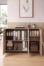 Alva 120x40 cm Ofis Dolabı Klasör Dolabı Konsol Çok Amaçlı Dolap Sepet-Kumsal AL4-COS