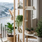 Blom Saksılık Saksı Standı Dekoratif Çiçeklik Rafı Ahşap Kayın İskelet 5 Raflı 106cm Beyaz BL1-WK