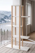 Blom Saksılık Saksı Standı Dekoratif Çiçeklik Rafı Ahşap Kayın İskelet 5 Raflı 106cm Beyaz BL1-WK