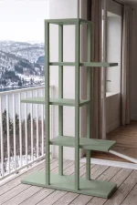 Blom Saksılık Saksı Standı Dekoratif Çiçeklik Rafı Ahşap Kayın İskelet 5 Raflı 106cm Ihlamur Yeşili BL1-Y