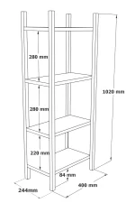 Blom Banyo Rafı Düzenleyici Banyo Dolabı Kitaplık 4 Raf Ahşap İskelet 102cm Ihlamur Yeşili BL2-Y
