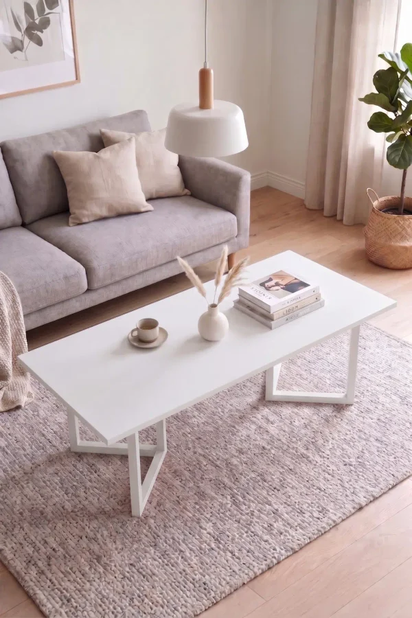 Blom Orta Sehpa Kayın Ahşap Ayaklı 120x60cm Beyaz BL3-W