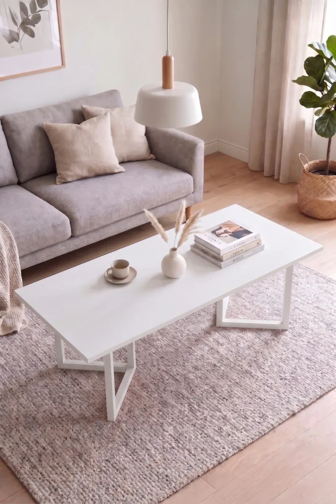 Blom Orta Sehpa Kayın Ahşap Ayaklı 120x60cm Beyaz BL3-W