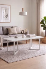 Blom Orta Sehpa Kayın Ahşap Ayaklı 120x60cm Beyaz BL3-W