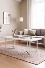 Blom Orta Sehpa Kayın Ahşap Ayaklı 120x60cm Beyaz BL3-W