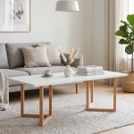 Blom Orta Sehpa Kayın Ahşap Ayaklı 120x60cm Beyaz-Kayın BL3-WK