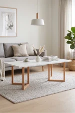 Blom Orta Sehpa Kayın Ahşap Ayaklı 120x60cm Beyaz-Kayın BL3-WK
