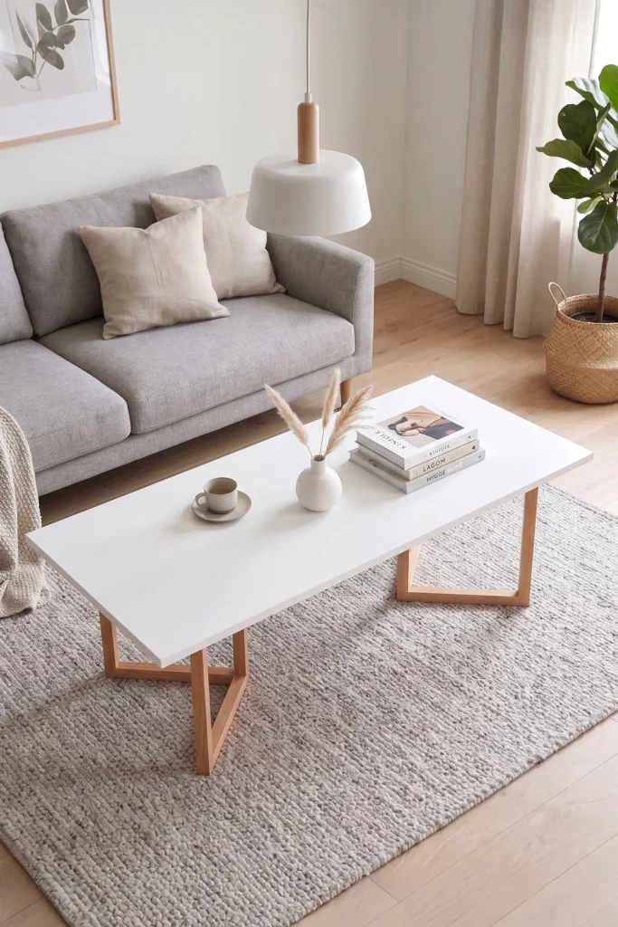 Blom Orta Sehpa Kayın Ahşap Ayaklı 120x60cm Beyaz-Kayın BL3-WK